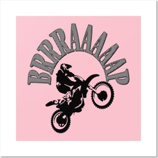 Brrraaaaap Dirtbike Motocross Design In Grey Posters and Art